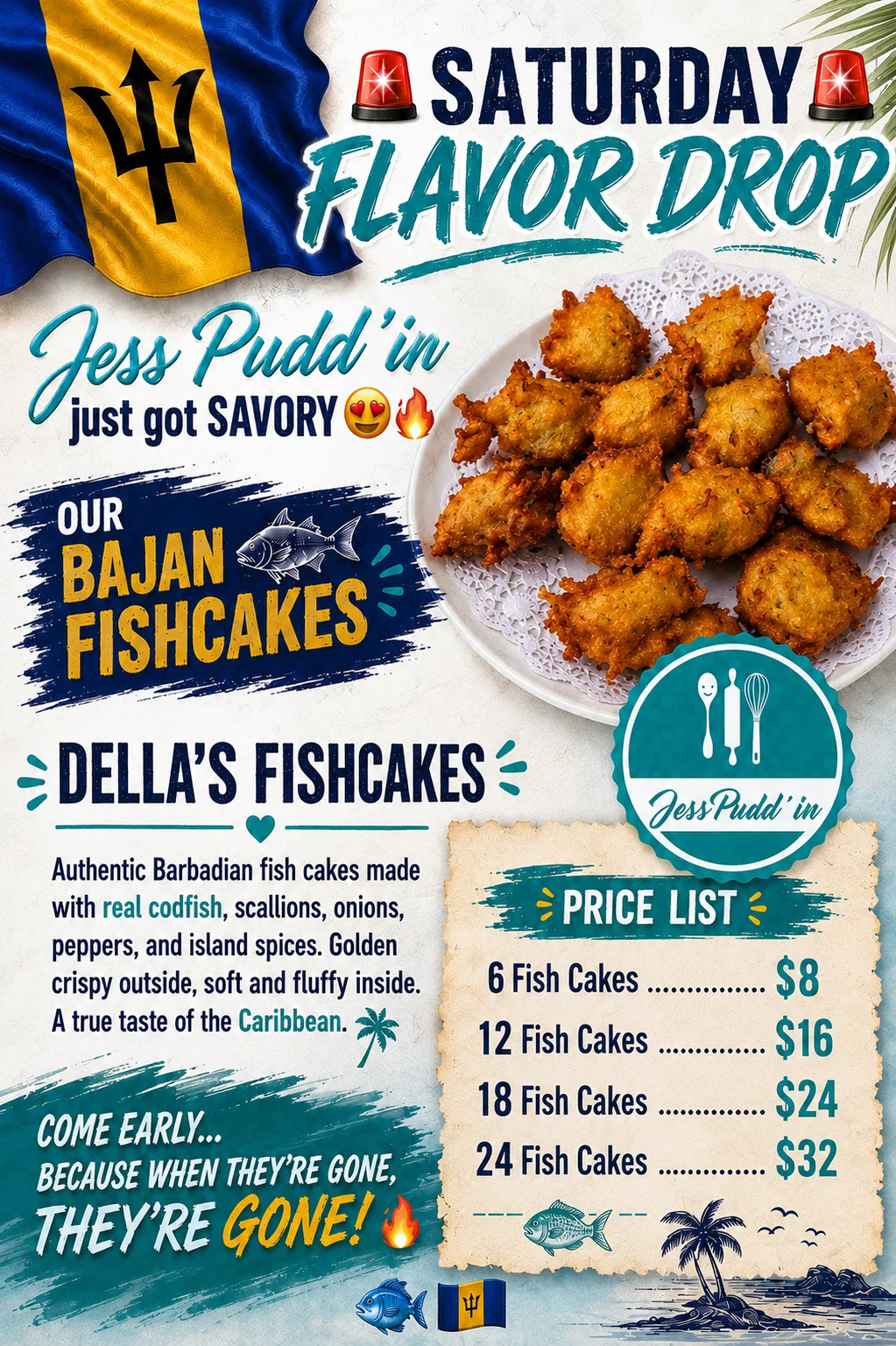 Barbadian fish cakes served golden and crispy