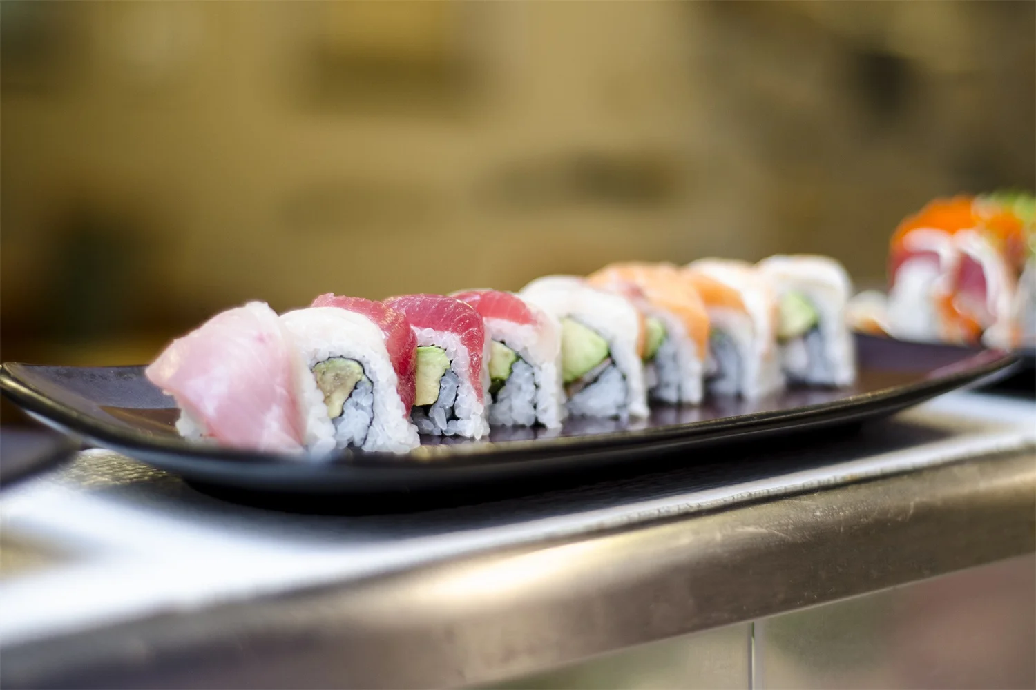 Assorted sushi platter featuring fresh nigiri and rolls