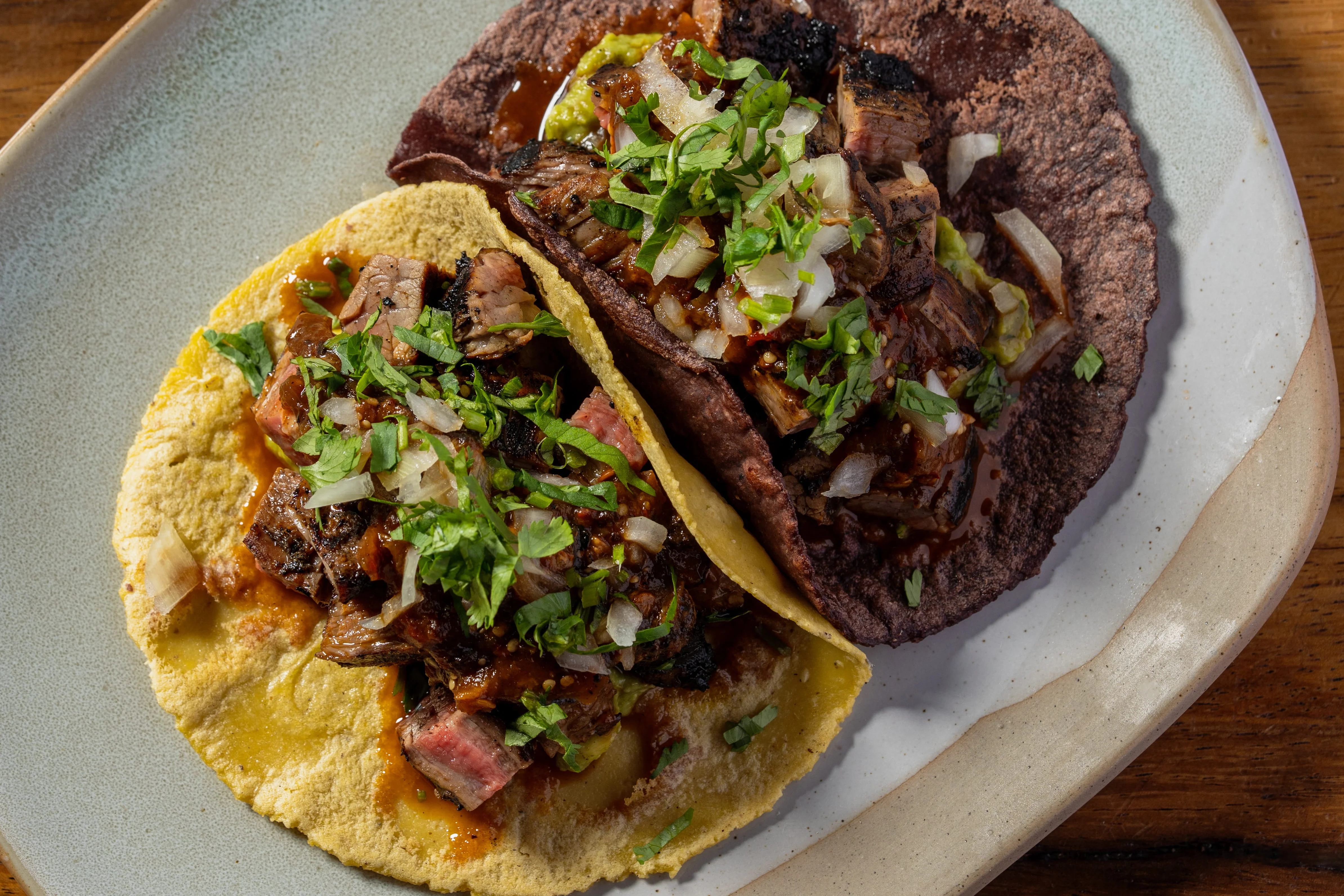 Authentic Mexican tacos with grilled meat and fresh toppings