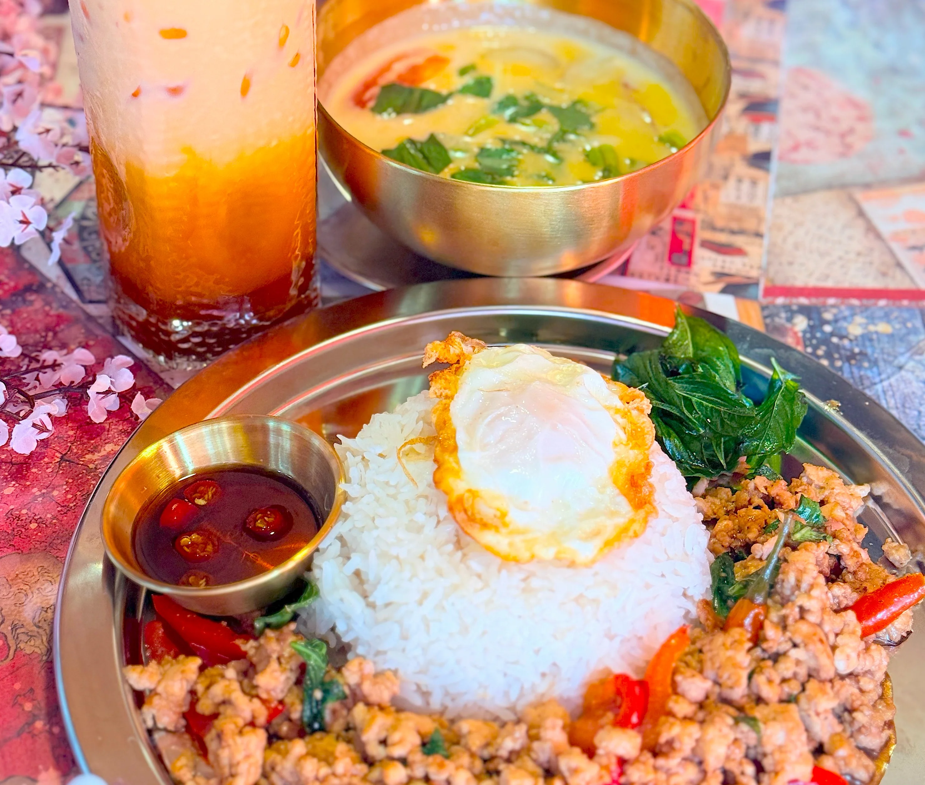 Basil chicken + panang chicken