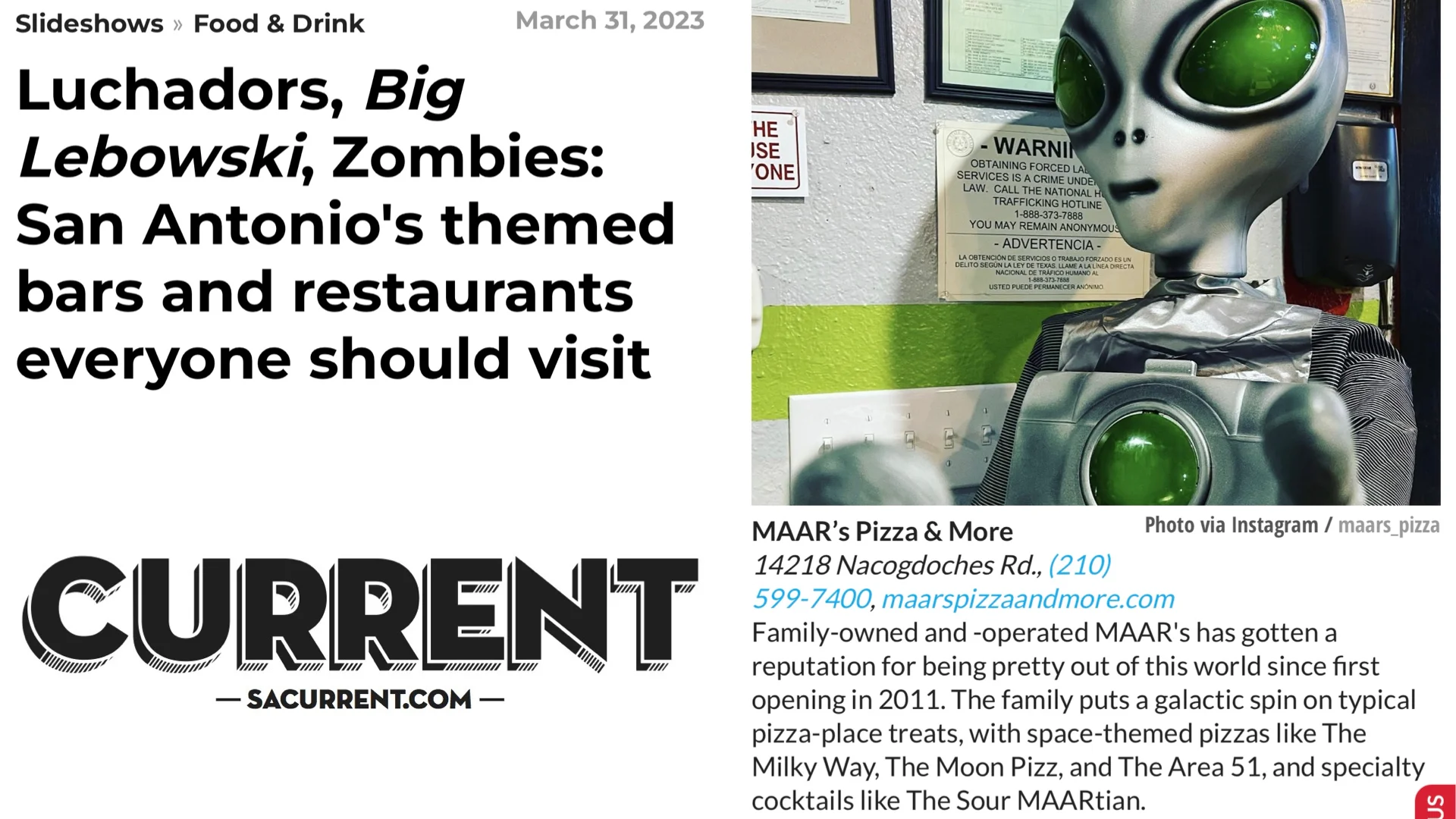Themed restaurant interior with alien decor