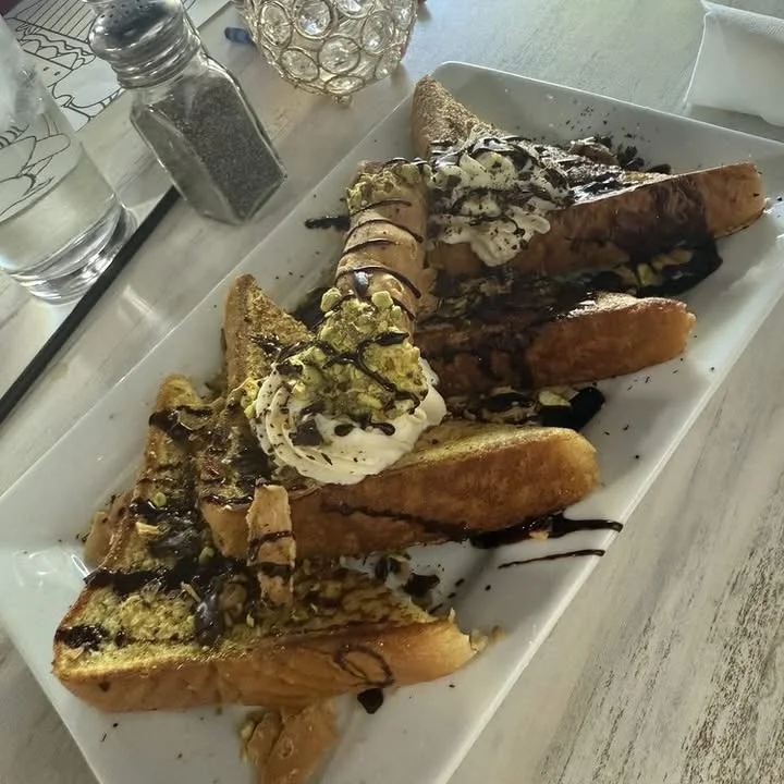 Decadent French toast with chocolate and whipped cream