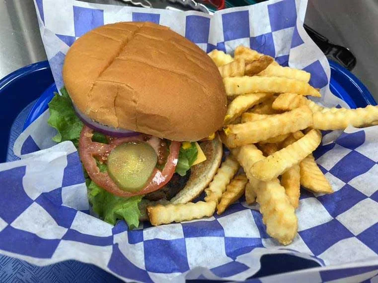 Burger and Crinkle Fries