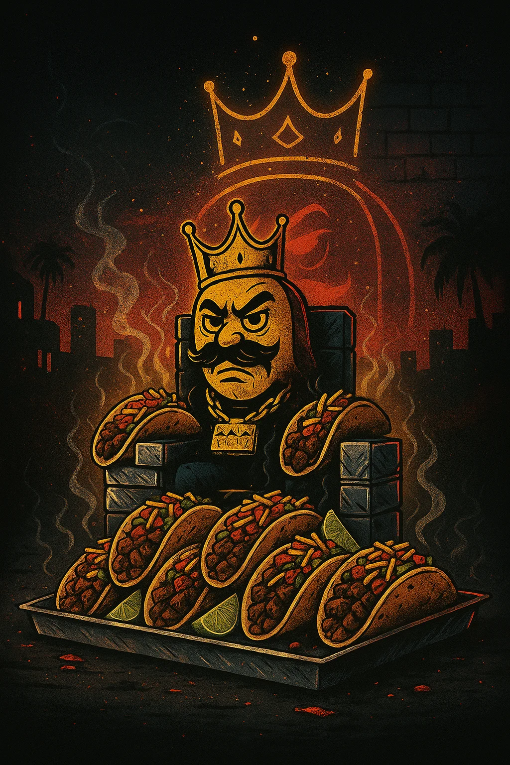 Artistic depiction of tacos fit for a king