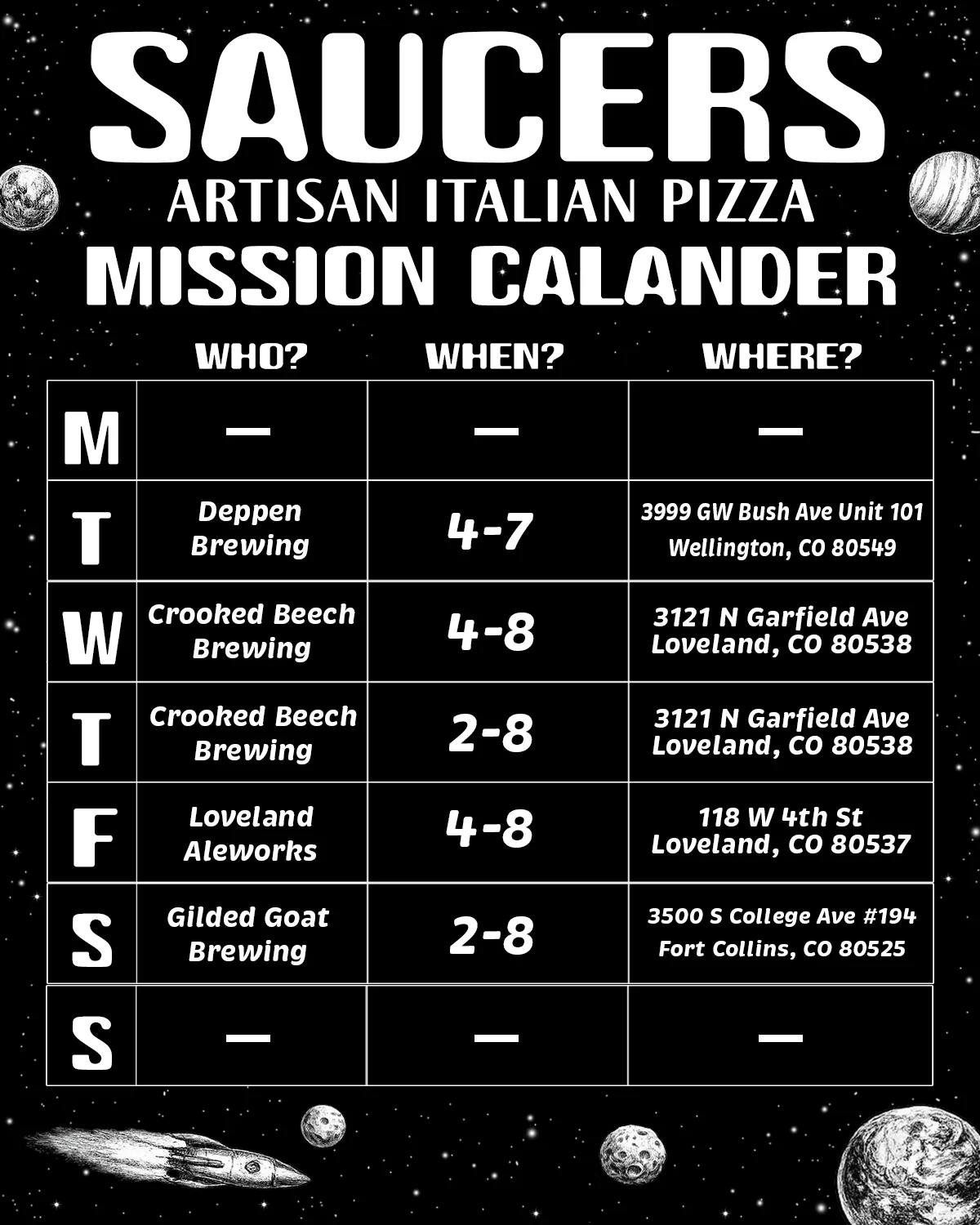Artisan Italian pizza served at a local event in Fort Collins