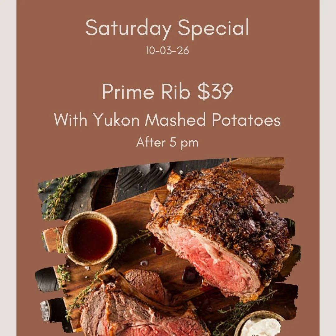 Succulent prime rib served with Yukon mashed potatoes