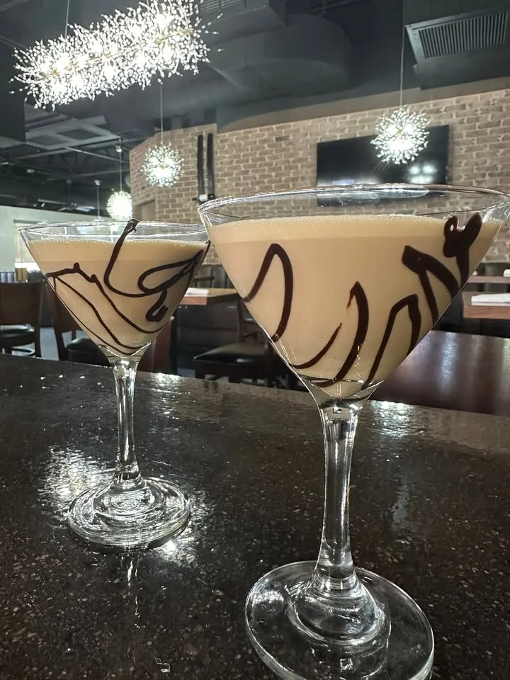 Delicious chocolate martinis in elegant glasses