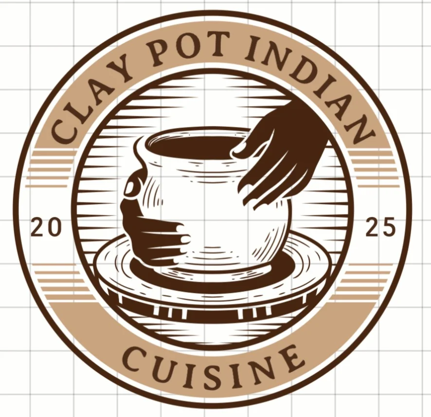 Logo for Clay Pot Indian Cuisine featuring a clay pot design