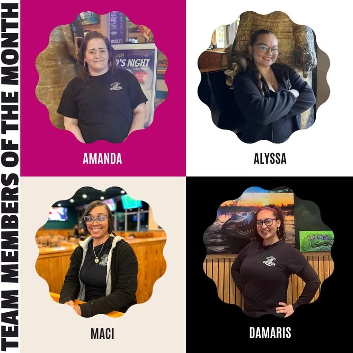 Photos of 4 team members of the month in a grid