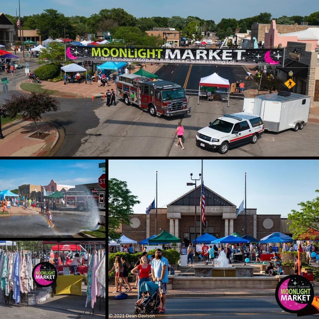 Community event at Moonlight Market with food stalls and activities