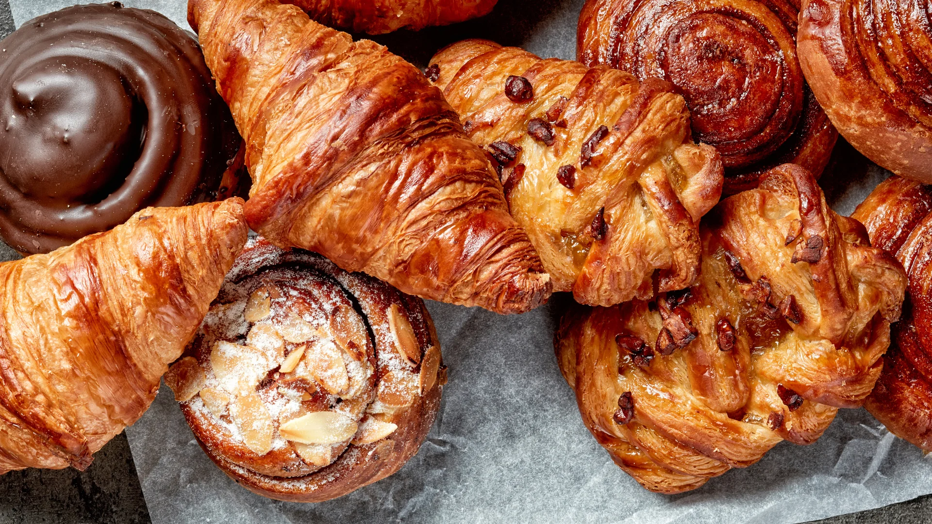 pastries, muffins, croissant, cornbread, cookies, apple danish