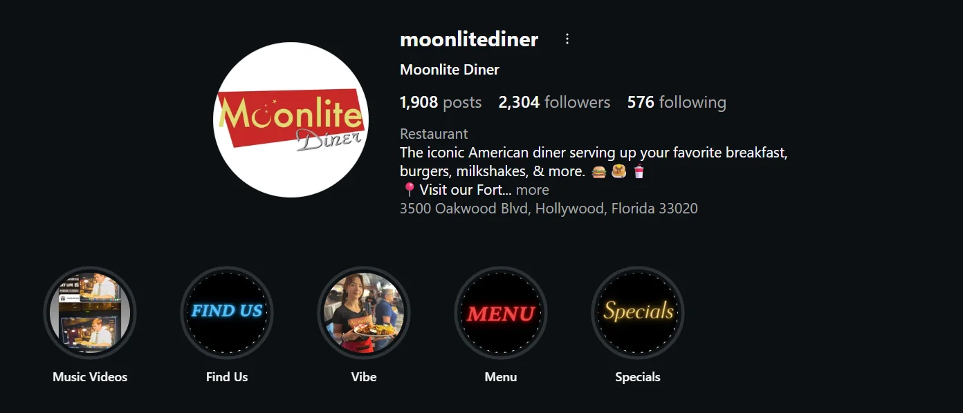 Image of Moonlite Diners Instagram Page