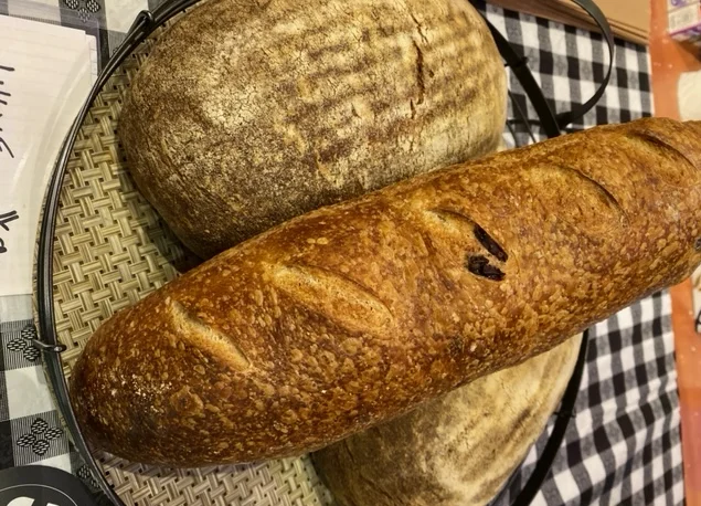 Artisan bread selection with crusty loaves