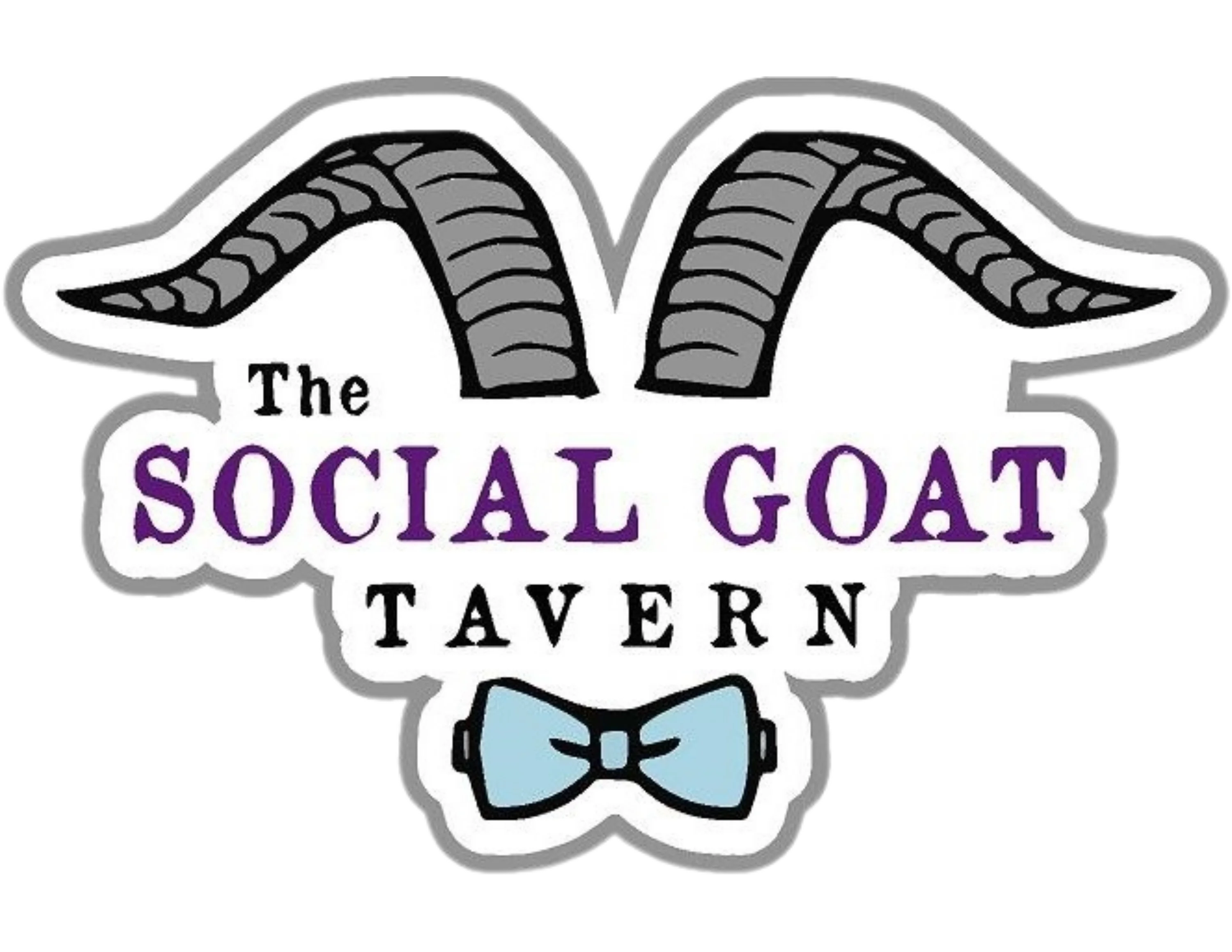 Whimsical painting of goats enjoying drinks at a bar