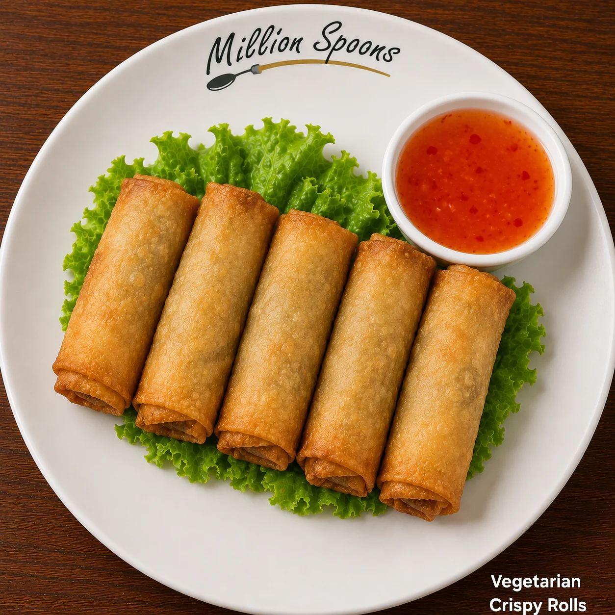 Crispy vegetarian spring rolls with sweet chili sauce