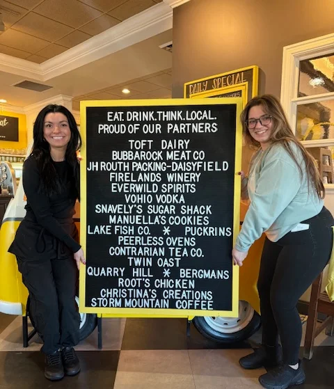 Restaurant partners board showcasing local vendors