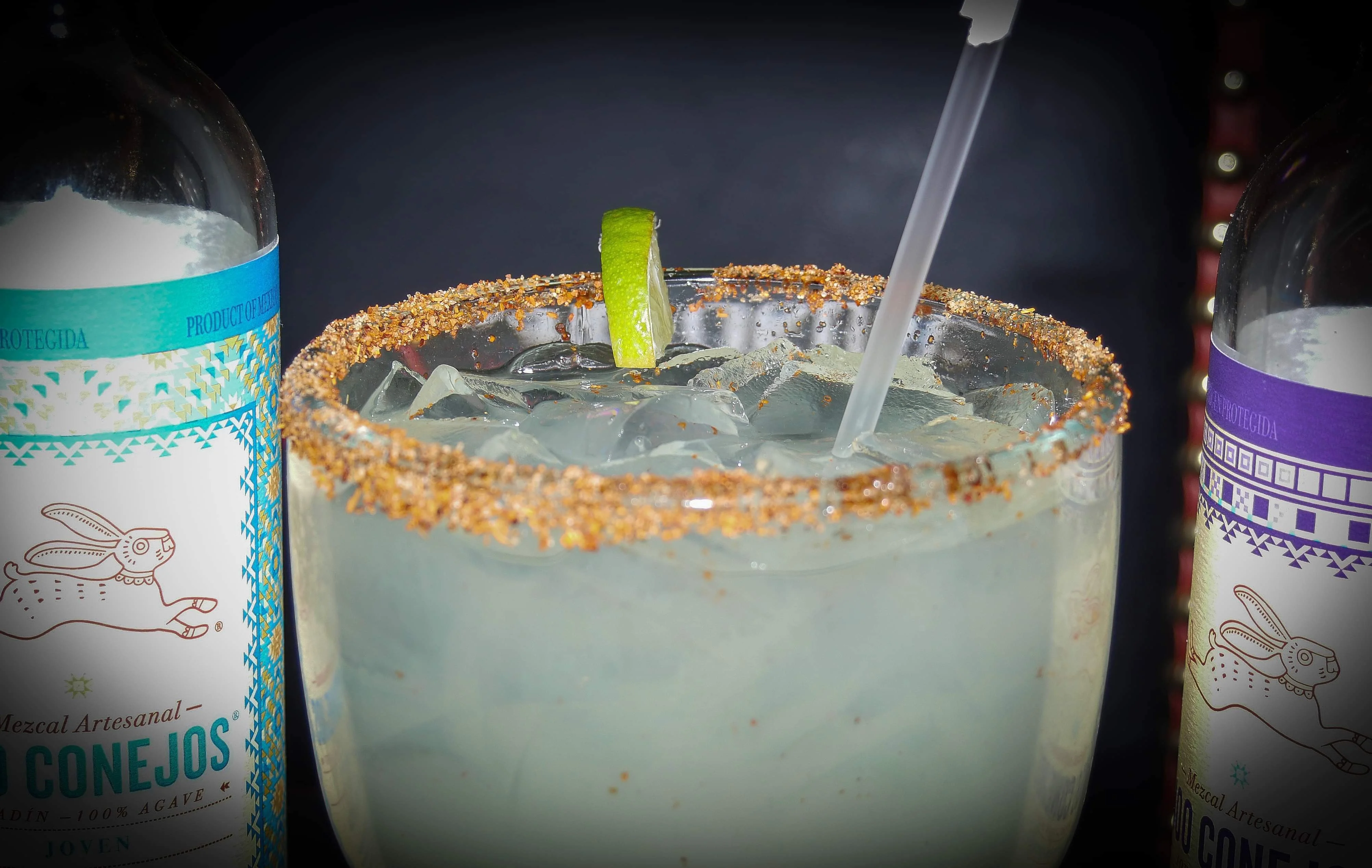 Refreshing mezcal cocktail with lime and chili rim