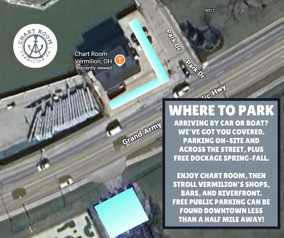 Parking map for Chart Room in Vermilion, OH with directions and details