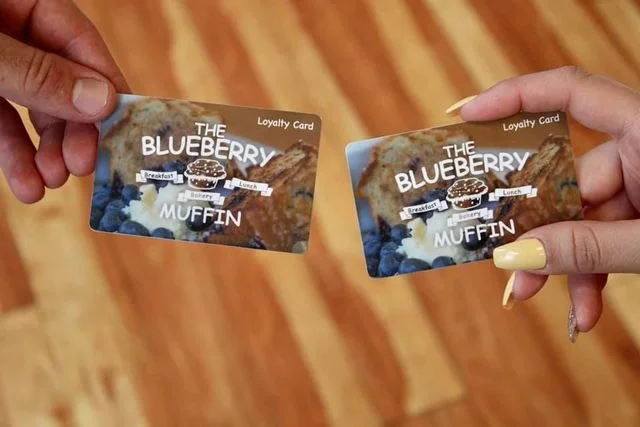 Loyalty cards for a blueberry muffin cafe