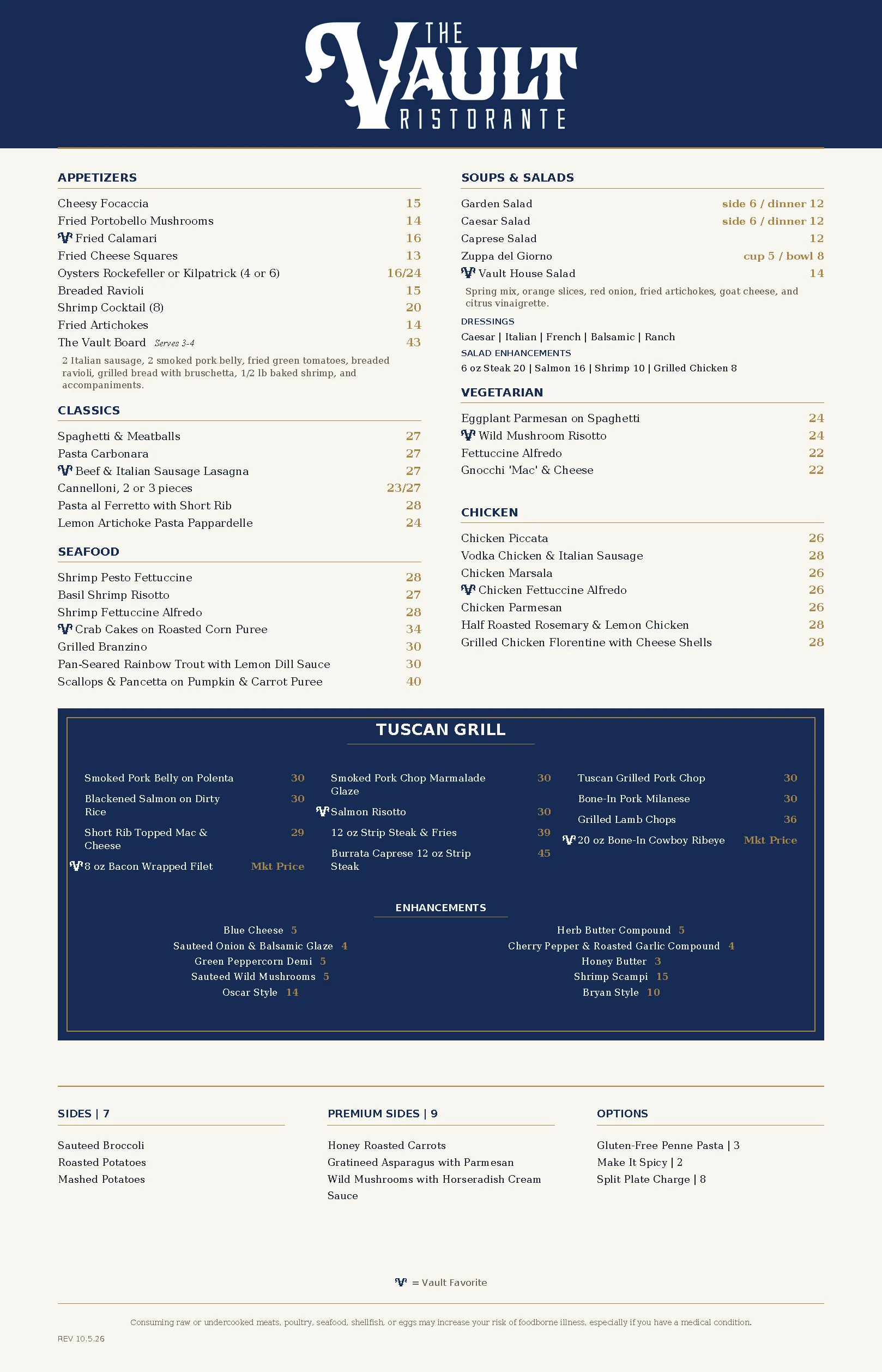 Dinner menu featuring a variety of delicious dishes.