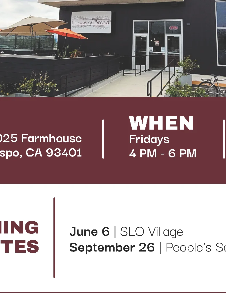 Fundraising event at House of Bread in San Luis Obispo