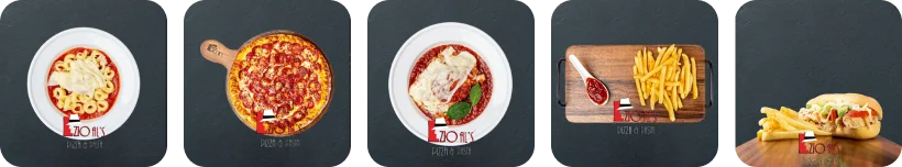 Italian pasta dishes and pizza assortment