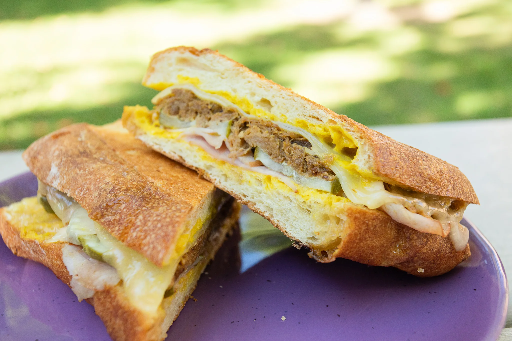 Cuban medianoche sandwich with pork and cheese