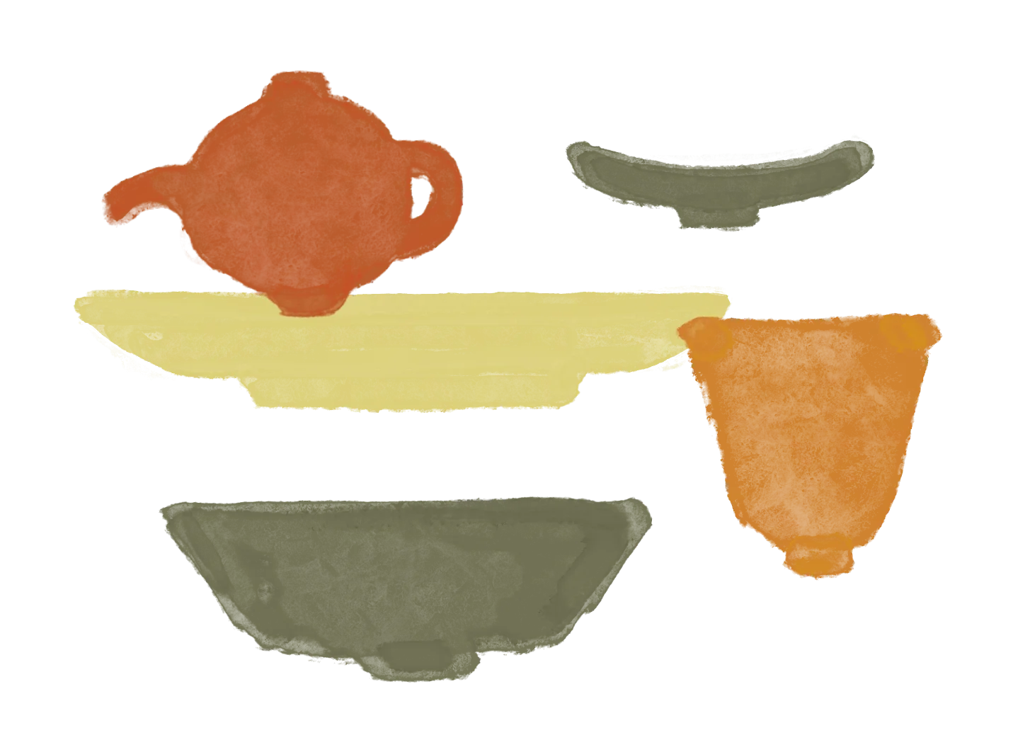 Colorful abstract representation of various serving dishes