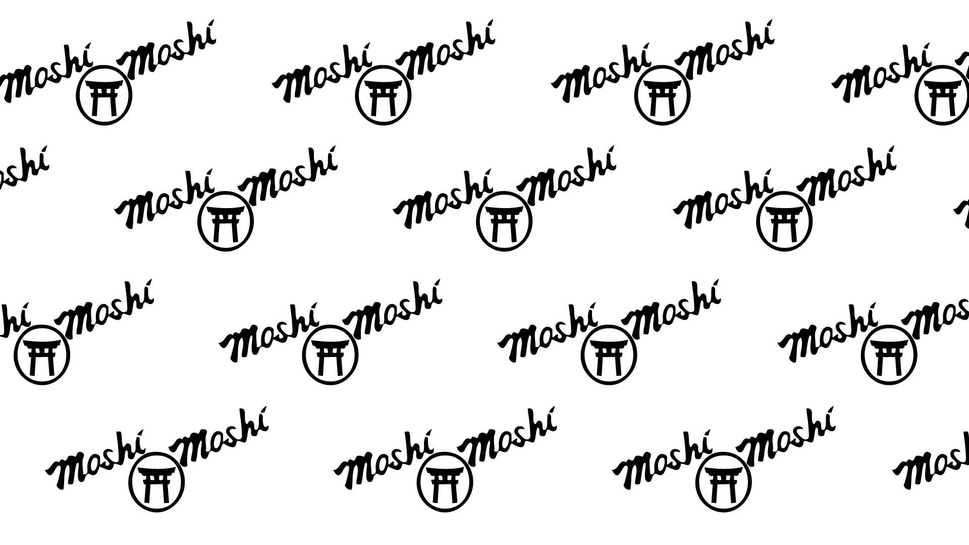 Stylized logo design for Moshi restaurant featuring a torii gate
