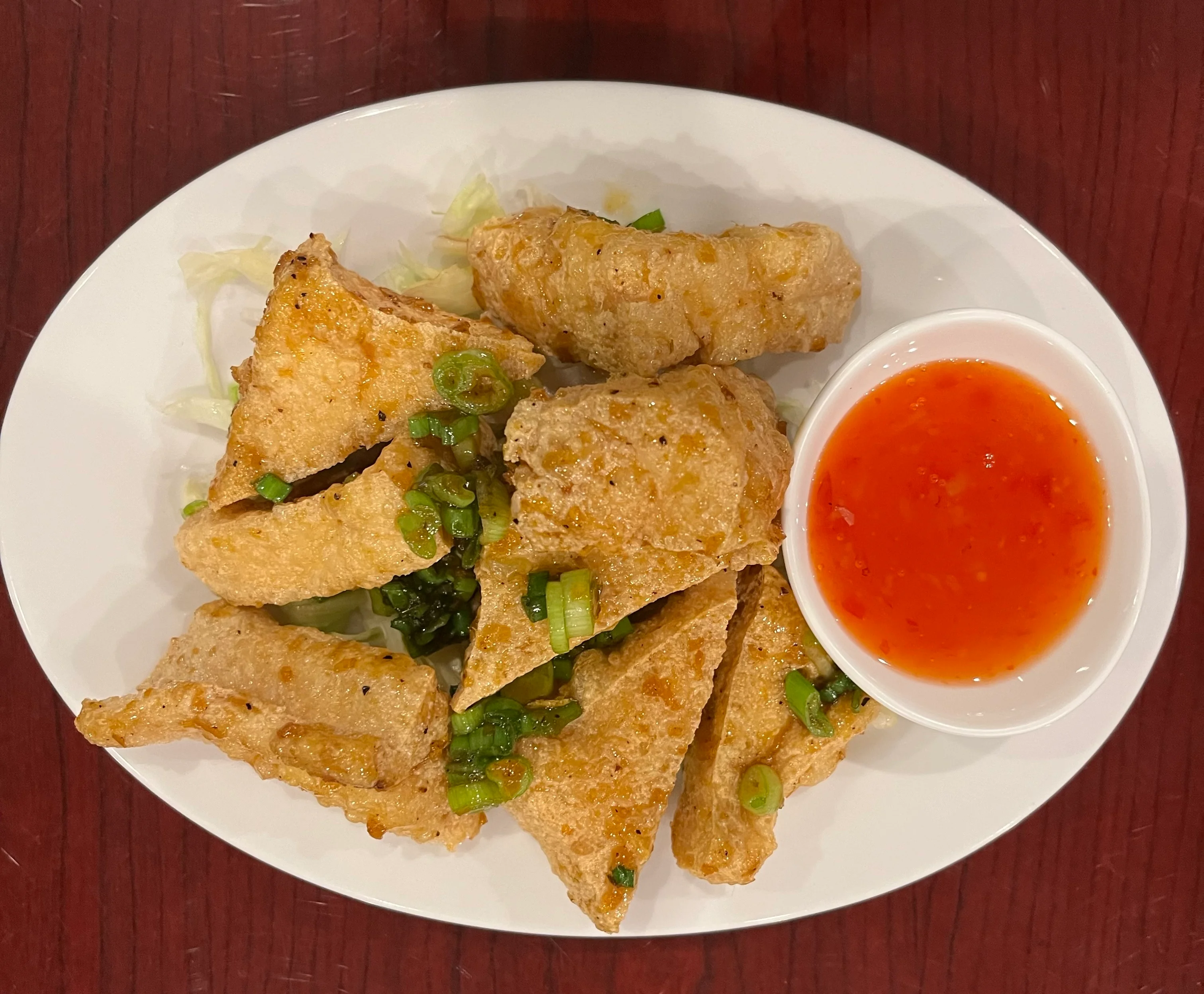 Crispy Vietnamese fried tofu with sweet chili sauce