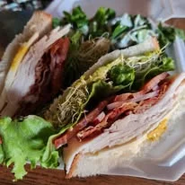 Classic club sandwich with turkey and bacon