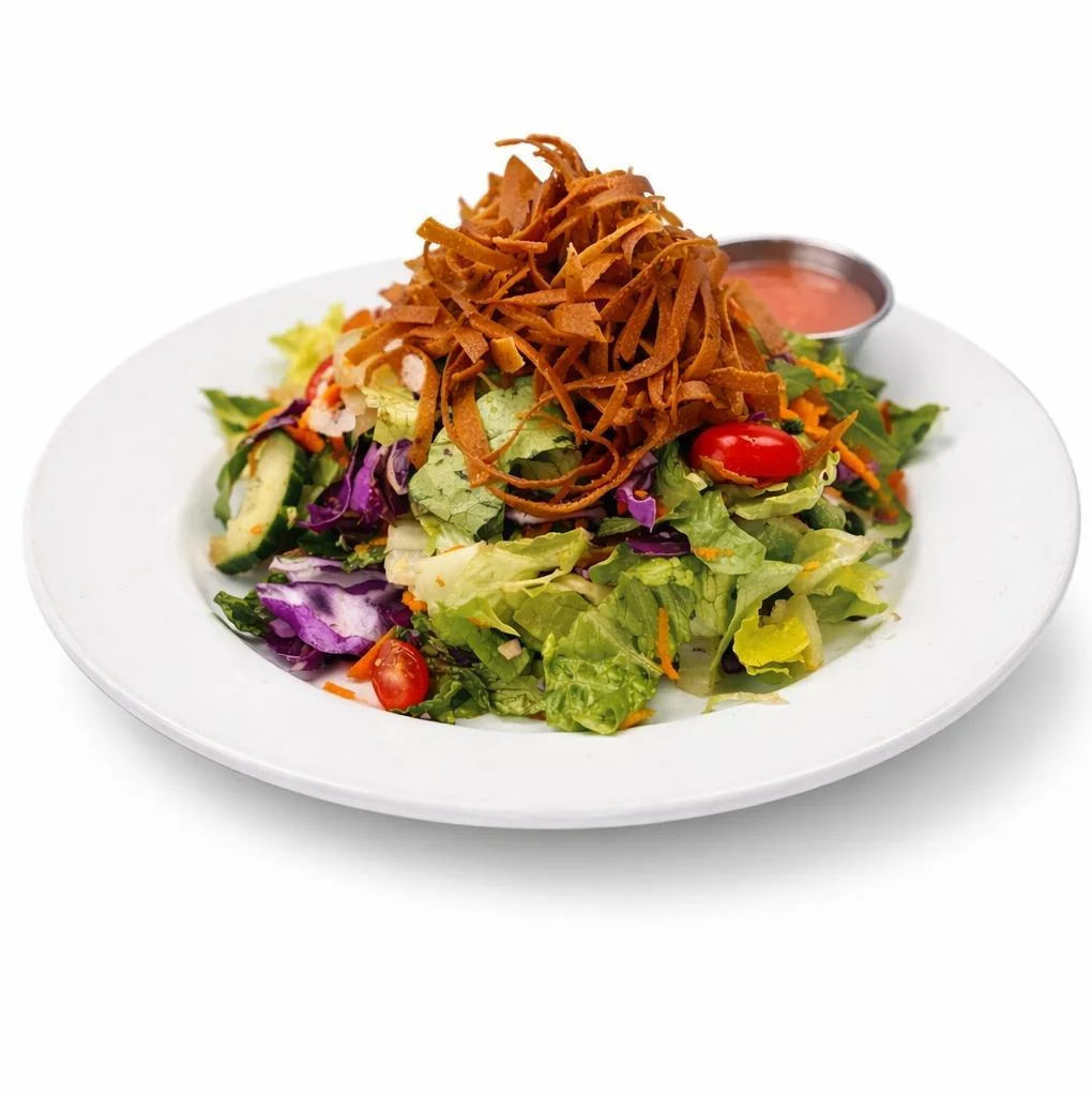 Fresh garden salad with crispy tortilla strips