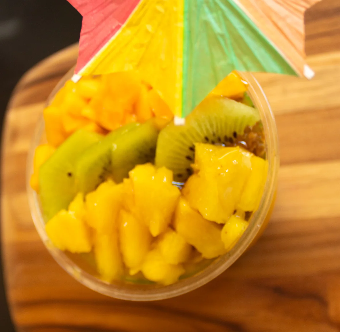 Tropical fruit salad with kiwi and mango