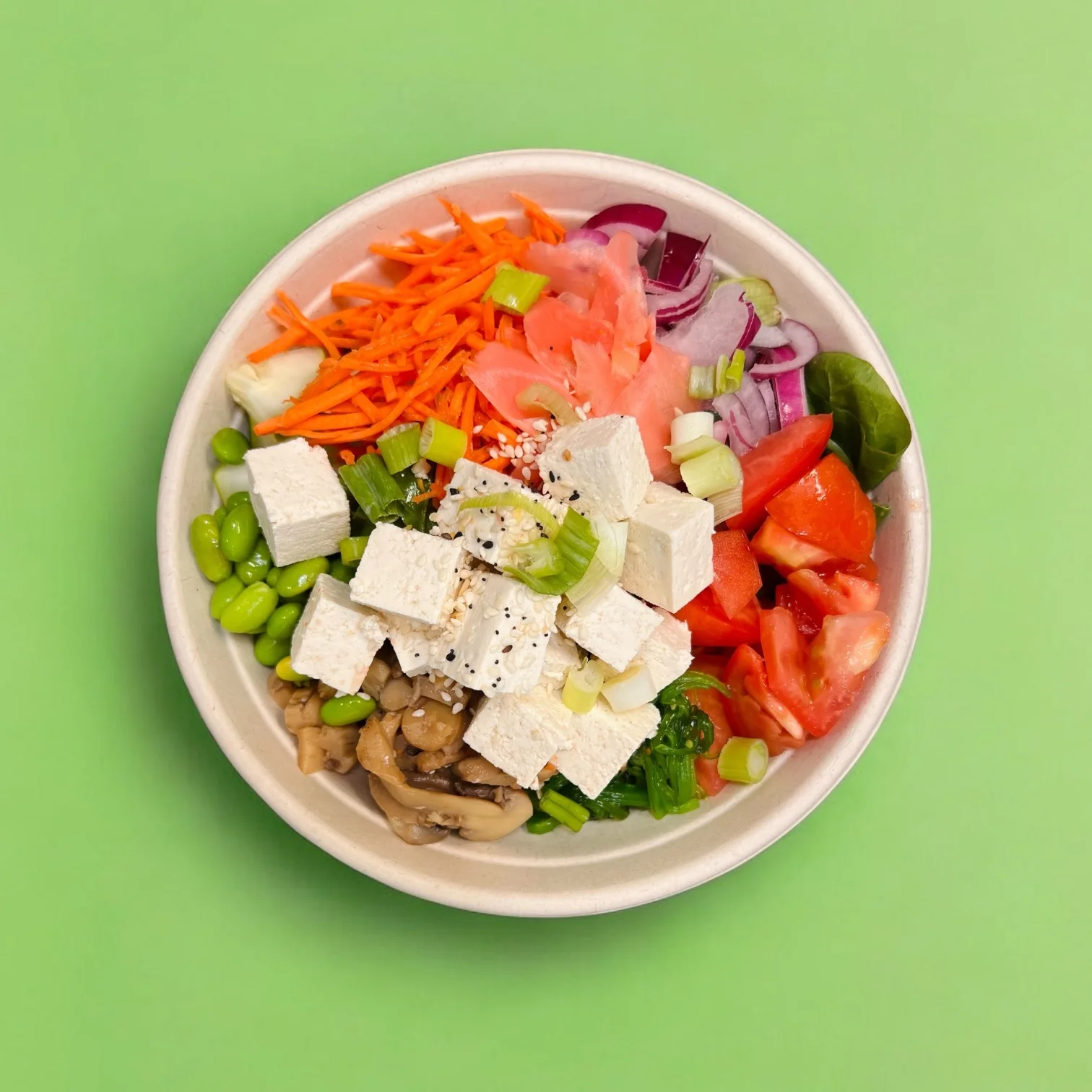 Colorful Asian-inspired tofu salad bowl