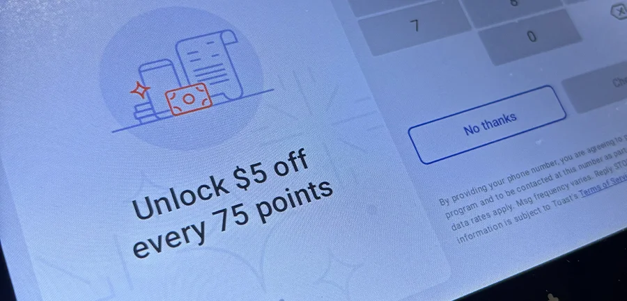 Welcome screen for Fabis Pizza and Burger Joint loyalty program