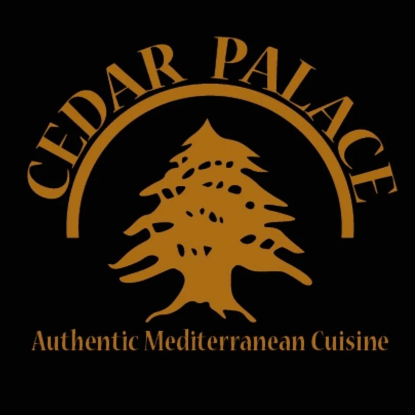 Cedar Palace logo featuring a cedar tree and Mediterranean cuisine tagline