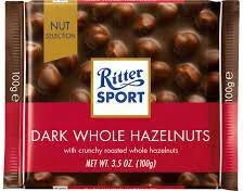 Ritter Sport Dark Chocolate With Whole Hazelnuts Bar