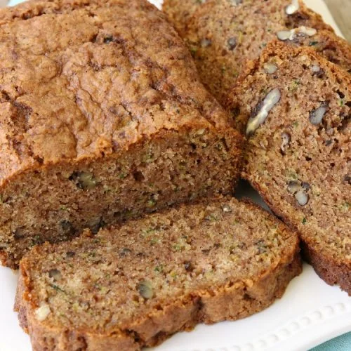 Freshly baked zucchini bread with walnuts