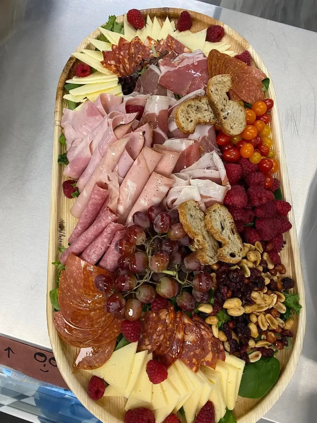 Artisan charcuterie board with meats and cheeses