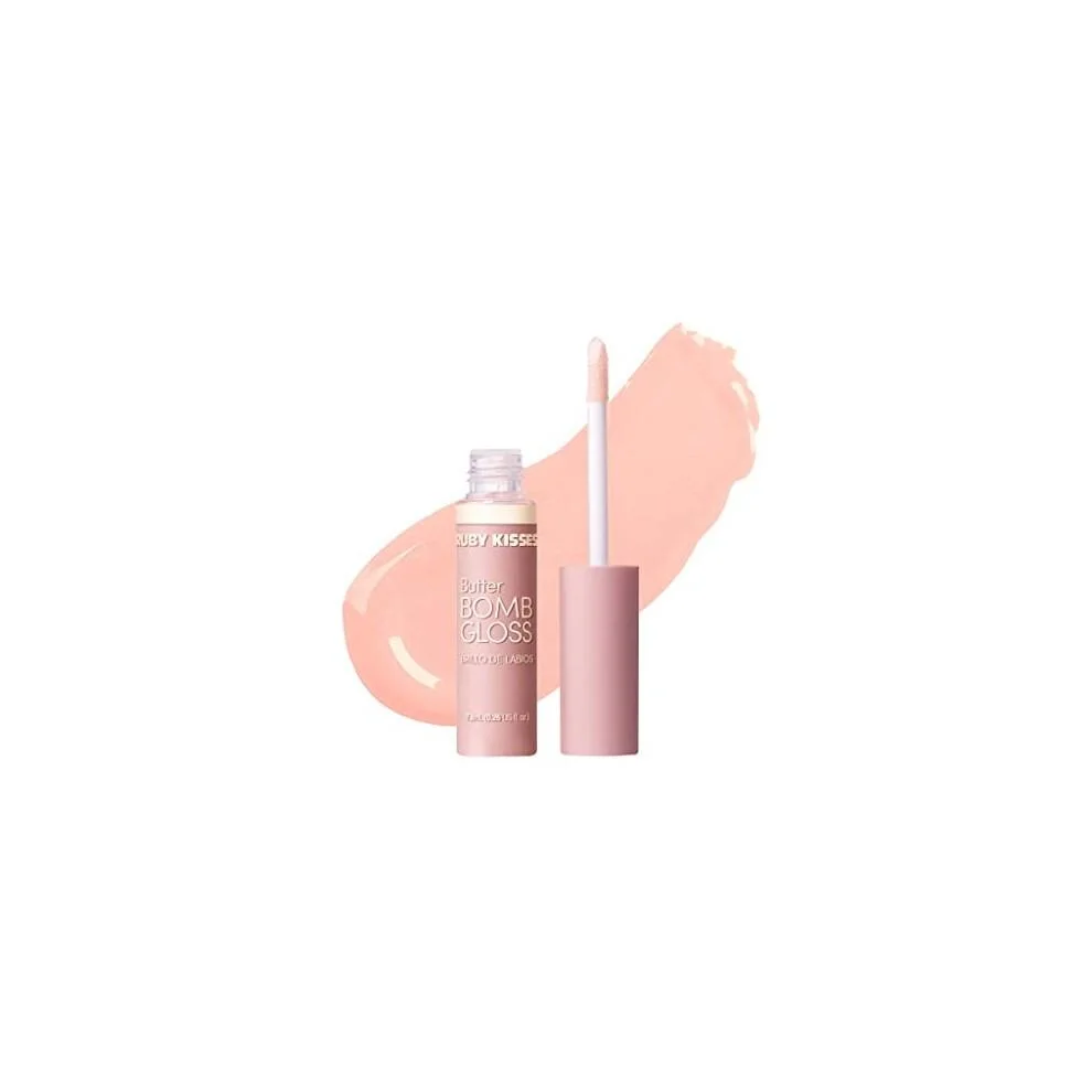 Ruby Kisses Lip Gloss Butter Bomb Gloss Non-Sticky Lip Gloss Vitamin E Natural Nude Lip Makeup - 7.8mL (0.26 US Fl.oz) (Fairy)