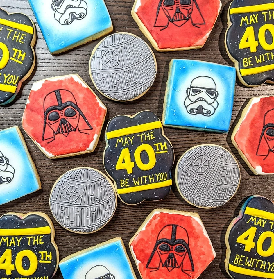 Decorative cookies themed for a sci-fi celebration