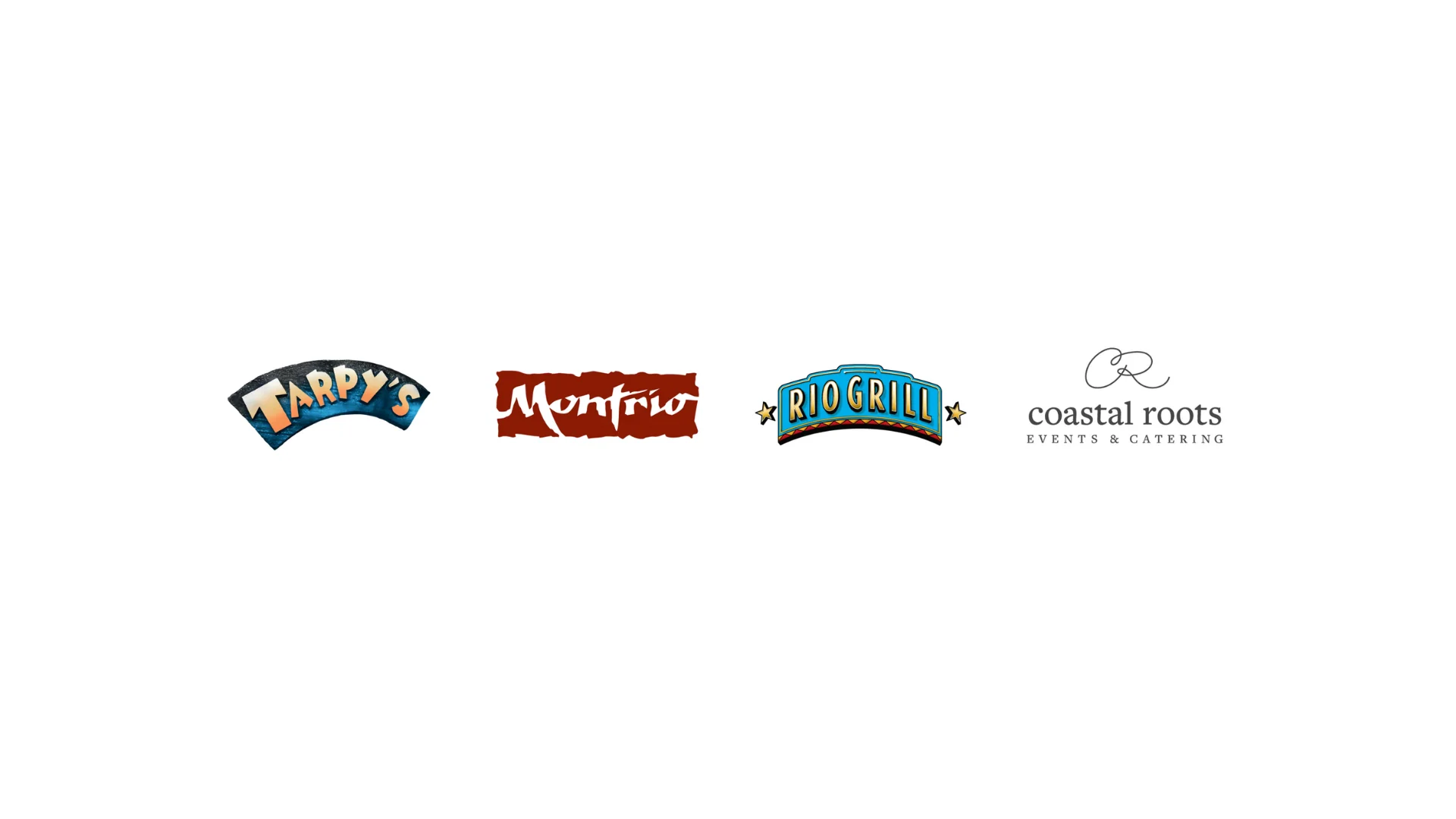 Logos of four restaurants and catering services