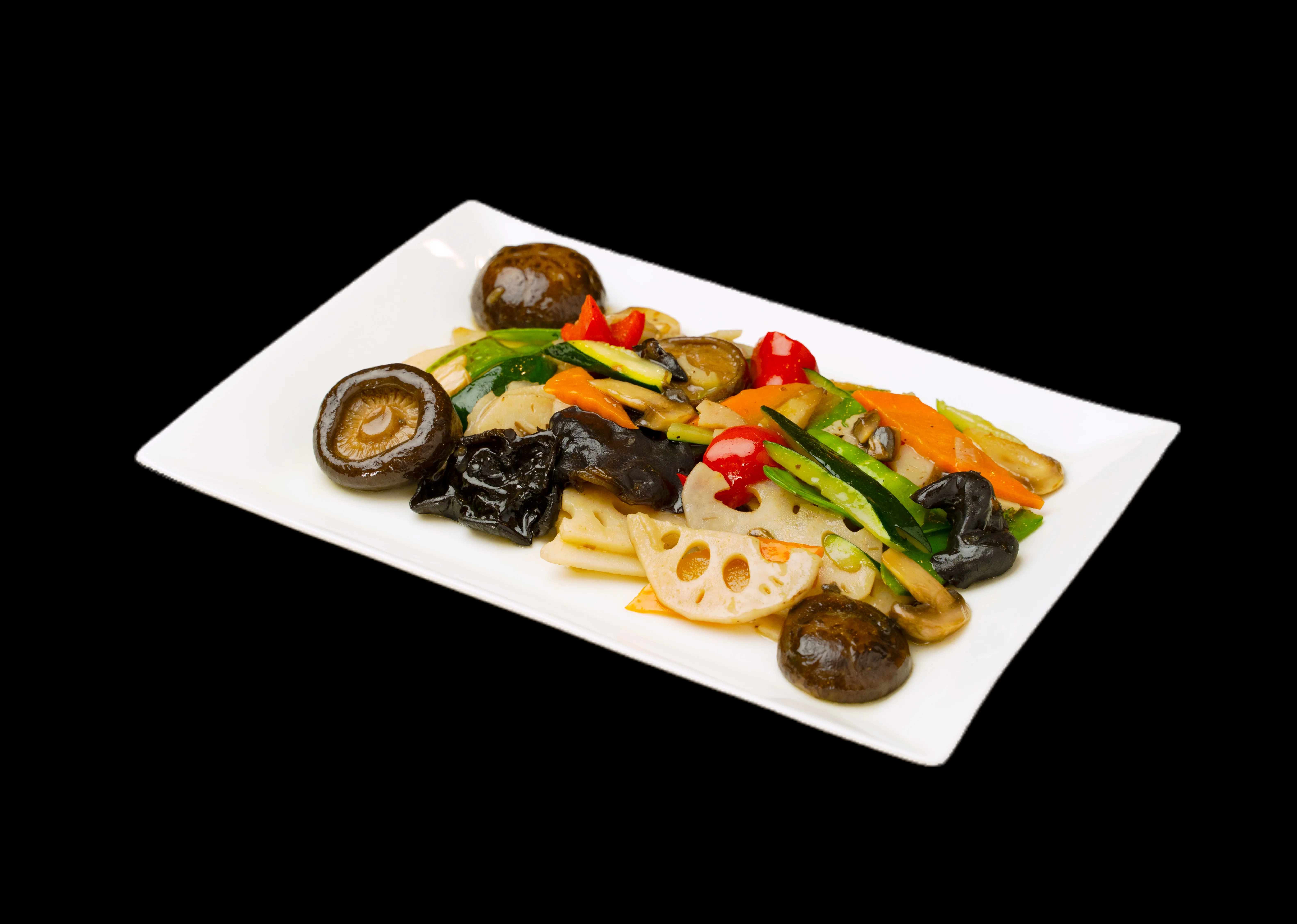 A beautifully plated dish with vibrant colors and garnishes.