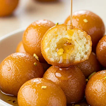 Delicious Indian gulab jamun soaked in syrup