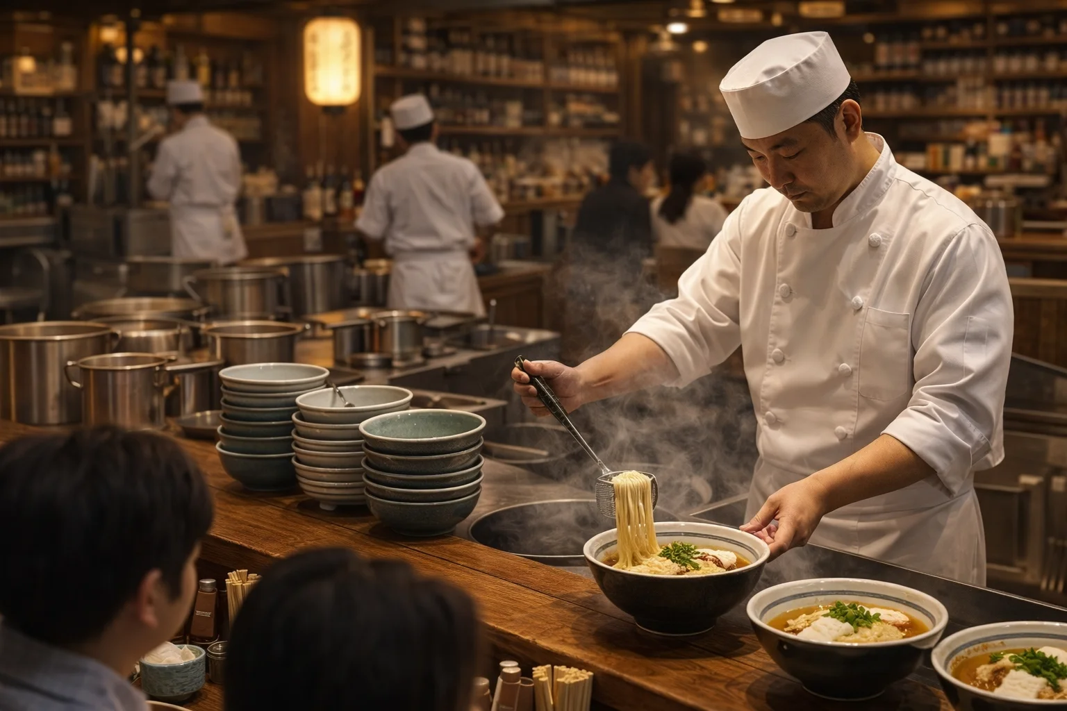 A restaurant chef preparing a dish